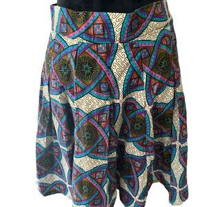 Francis & Benedict Multicolor Tribal Pattern Women's Pleated ALine Skirt Small